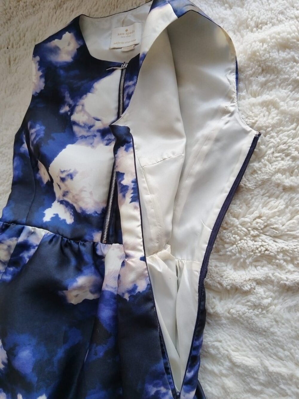 kate spade Blue and White Cloud-Print Sleeveless Mini Dress - Picture 9 of 14